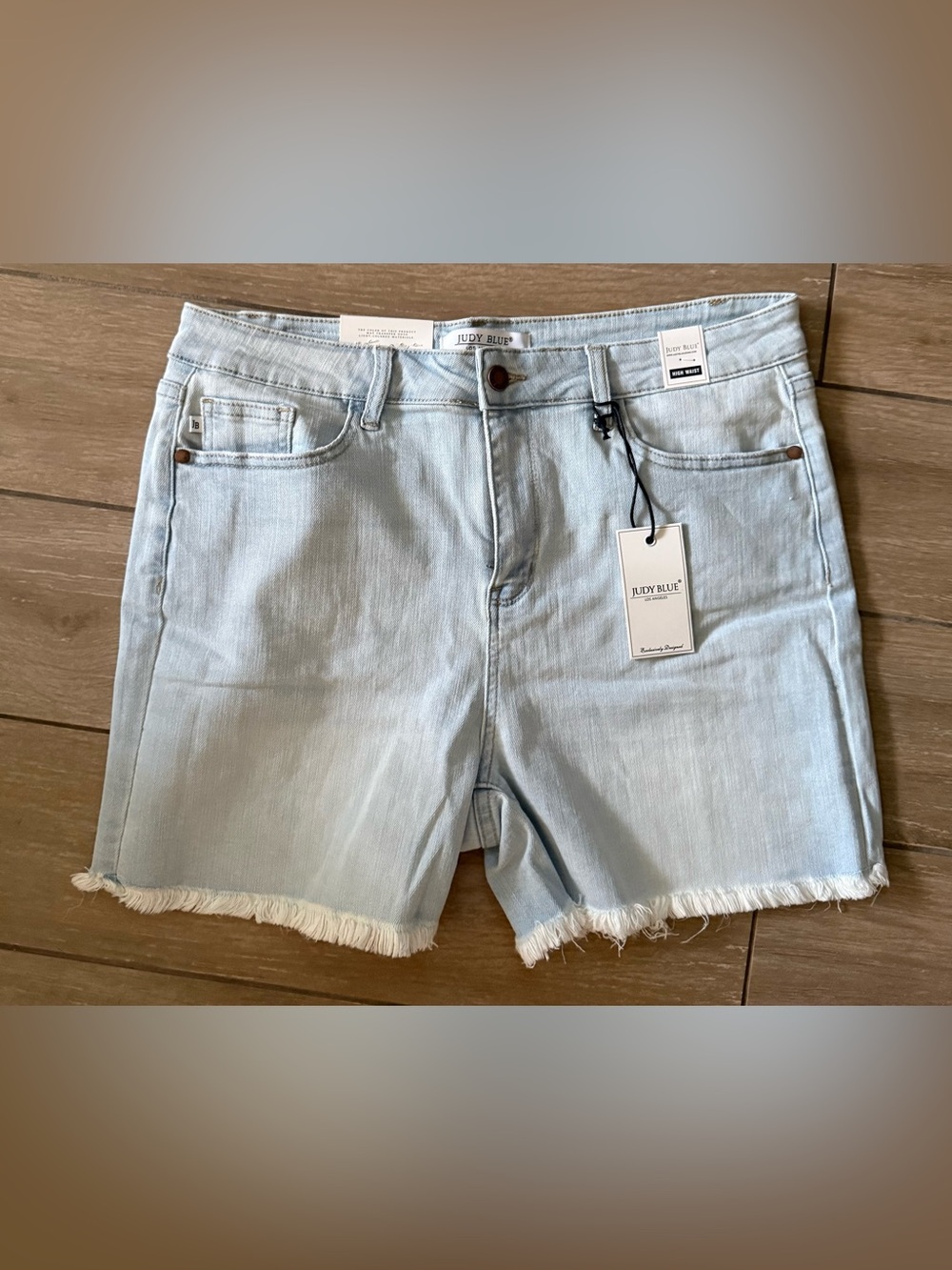 Judy Blue Light Wash High-Rise Frayed Hem Denim Shorts